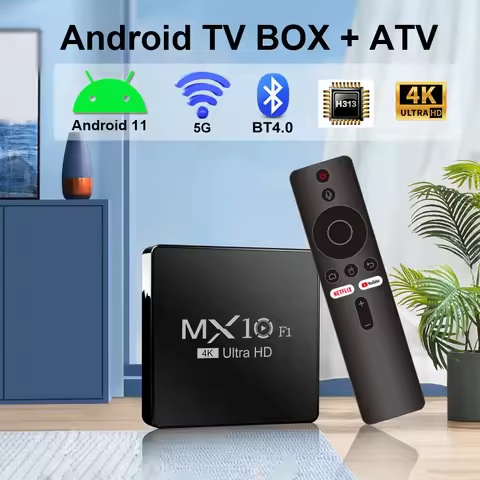 Smart TV Box MX10-F1 4K Ultra Hd Android 13 Allwinner H313 Build in Wi-Fi 2.4G Mali-G31 Android TV B