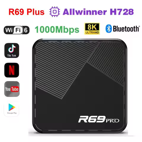 R69 Pro Android 14.0 Smart TV box Allwinner H728 Octa-core Wifi6 1000M Lan Bluetooth 5 8K Decoding S
