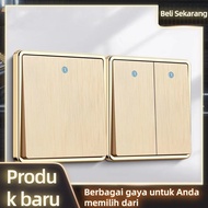 Switch Gold Brushed Light Switch 1/2/3 Gang Electrical Switch 2 Way Single Hotel 2 Way Smart Switch 