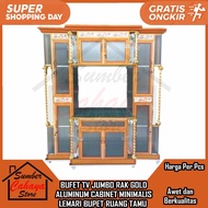 [Instan] BUFET TV JUMBO GOLD SERBAGUNA MINIMALIS RAK MODERN CABINET KACA BUFFET BUPET TEMPAT LEMARI 