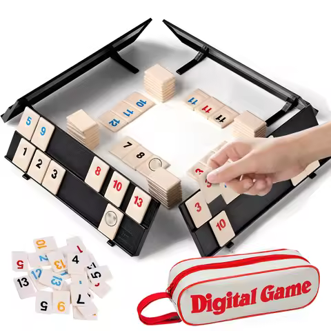 Rummy Cube Game with 4 Racks, 106 Rummy Cube Game Set with Portable Case, Rummy Tiles Travel Set for