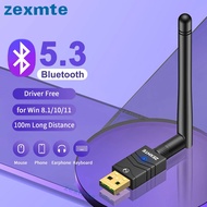 Zexmte 180M Bluetooth 5.3 5.1 Adapter USB Bluetooth Dongle Adaptador for Windows 11/10 Mouse Keyboard Audio Receiver Transmitter