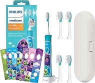 for Philips Sonicare Kids Electric Toothbrush Blue and Kids Toothbrush Replacement Heads (4pcs Blue 7years Old +) | Toothbrush Travel Case | 4 pcs Reusable Head Covers