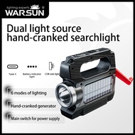 WARSUN H996 searchlight dual light source hand crank generator emergency handheld flashlight