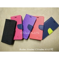 Realme 5/realme C3/realme 6i 6.5 inch [Classic Style-Two-Color Series] Vertical Side Flip Protective