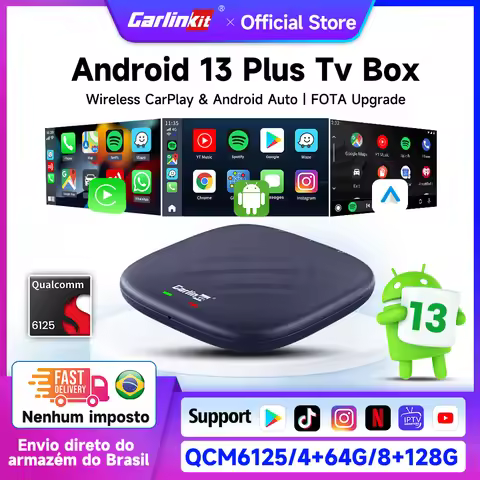 Carlinkit Android Tv Box Android 13 Wireless Carplay Ai Box Qcm6125 8-Core 128GB Smart Car Ai Box Ca