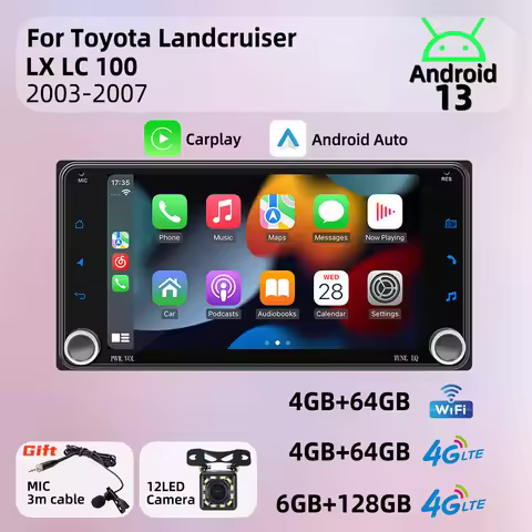 2Din Car Radio for Toyota Landcruiser Land Cruiser LX LC 100 2003-2007 Carplay Android Auto Android 