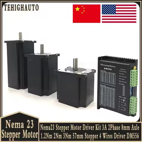 Nema23 Stepper Motor DM556 Driver Kit 3A Motor 1.2Nm 2Nm 3Nm CNC 57 Stepper Motor 56mm/76mm/112mm fo