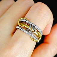 INS New Stainless Steel Stackable Rings For Women Multi-Link Connected Cubic Zirconia Spinelli Ring 