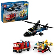LEGO City Helicopter, Fire Truck, and Submarine Combo Toy - Birthday Present - Blocks for Boys and G