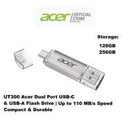 UT300 Acer Dual Port USB-C & USB-A Flash Drive | 128GB/256GB Storage | Up to 110 MB/s Speed | Compac