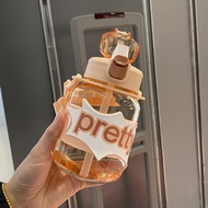 Botol Minum Tali Sedotan PRETTY 650ml Tempat Minum Anti Tumpah Model Gemoy