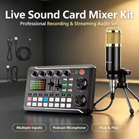 F998 Live Sound Card Mixer Kit Professional DJ Audio Console Portable Studio Voice Mixer for Phone C