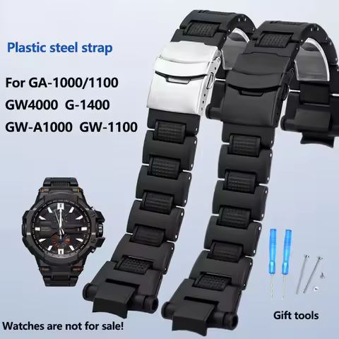 Black Plastic Watchband for Casio g-shock GA-1000 1100 GW-4000 GW-A1100 A1000 Watch Strap Sport Brac