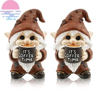 2Pcs Resin Coffee Gnome Figurine 3D Elf Dwarf Figurine Add Fun Coffee Gnome Set for Home Decor SHOPC