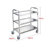 Stainless Steel 3 Tier Kitchen Trolley Cart Multifunctional Food Service Trolly Cart With Wheels For