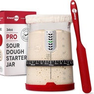 KNEADACE Pro Sourdough Bread Starter Kit- 34 Oz Large Capacity Sourdough Starter Jar With 5 Unique F