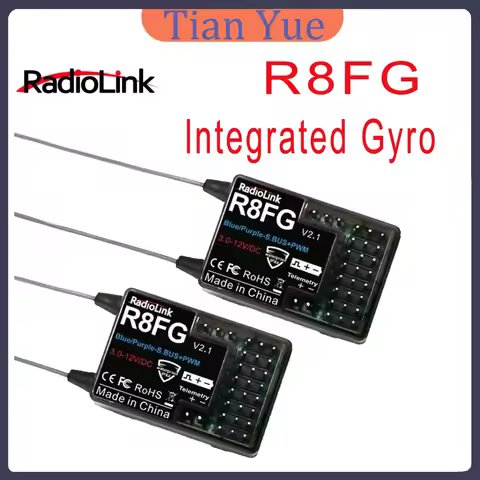 Radiolink R8FG 8-Channel 2.4G Gyro RC Receiver: Dual Antenna, Voltage Return, 600M Long Range for Ca