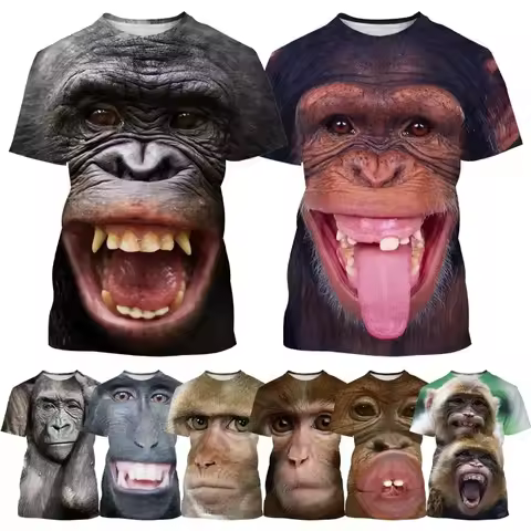Funny Orangutan Monkey T-shirt 3D Printing Funny Hip-hop T-shirt Summer NEW Animal Personality Hip-h