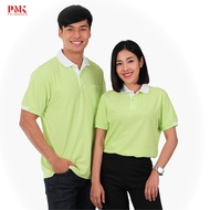 PMK - Kaneko PK032 สีเขียวอ่อน - เสื้อโปโล ปกขาว ไม่ยับ อยู่ทรง