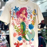 เสื้อยืดผ้าฝ้ายพิมพ์ลายขายดี  เสื้อยืดการ์ตูน The Little Mermaid ลิขสิทธ์แท้ DISNEY งานวินเทจฟอกเฟด (TMA-004S-5XL
