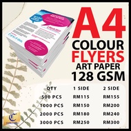A4 flyers / brochures Printing 128 GSM ART PAPER KERTAS LINCIN