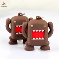 LED Mini Domo kun Action Figure Flashlight Keychain Toys With Sound for Kids