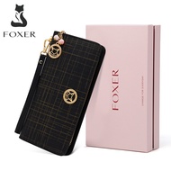FOXER Brand Women Cow Leather Wallet Simple Coin Purses Fashion Zipper Long Wallets Female Clutch Ba