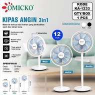 Omicko KA-1233 3-in-1 12 Inch Floor Table Standing Fan Multifunctional Energy Saving 50 Watt Origina