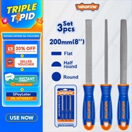 Wadfow 200MM(8in) 3PCS/Set Carbon Steel Wood File Carpentry Wood Working Tool WSF1403 (WHT)