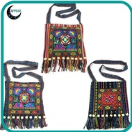APPEAR Women Shoulder Bag, Hmong Tribal Ethnic Fashion Message Bag,  Thai Indian Boho Tassels Embroi