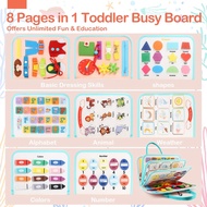 Toddler Busy Board Montessori Toys for Toddlers 1-3 Year Old Educational Activity Book Board Sensory