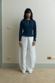 [พร้อมส่ง] Off Duty Barrel Pants กางเกงเอวสม็อค ทรงบาเรล