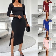Autumn Lace Split Dress for Women