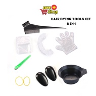 8 in 1 Disposable Hair Dying Kit Tool Reusable Hair Dying Set Salon Barber Self Use