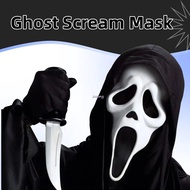 Halloween Festival Ghost Scream Mask Party Scream Series Ghost Props Face Mask With Black Cloth Hood