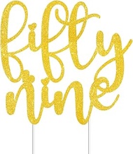 Fifty-nine Cake Toppers Gold Glitter, Happy 59th Birthday Cake Decorations Cheers to 59 Years Pick P