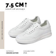 Off-White Prime Sneakers รองเท้าผ้าใบหนังแท้สีขาวเพิ่มความสูง 7.5 ซม. | รองเท้าเสริมส้น Chuniverse (