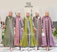 GAMIS SET INNER DAN OUTER / SET 2IN1 TERBARU 2024 / GAMIS SILK MOTIF MIX CERUTY BABYDOLL / DRESS KON
