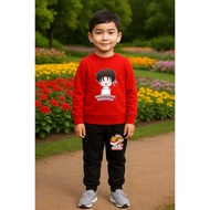 MERAH Children's Racing Suit Sack Sweater and Jogger Independence Day 80 Suit 17 August Red and Whit