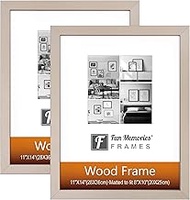 Picture Frame, Wood Picture Frames with Mat &amp; Real Glass, Photo Frames for Wall and Tabletop Display, Wall Gallery Picture Frame Set (Champagne, 11x14-2P)