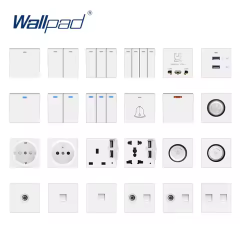 DIY Wall Light Button Switch Power Socket Electrical Outlet White Plastic Function Key 52*52mm S6 Se