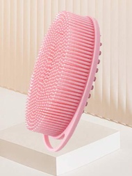 矽膠沐浴刷，1入組粉紅色身體沐浴淋浴擦洗器羅勾刷，適用於敏感肌膚的兒童、女性和男性，可清潔各種皮膚和化妝刷
