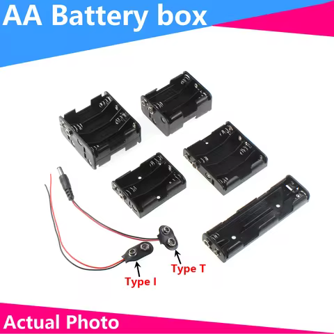 AA Back-to-back battery box AA 2X 3X 4X 6X 8X with 9V clasp 9V cable Double strip battery holder Ver