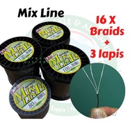 SUNPRO MIX LINE (1 METER) Tali Ayam Burung 16X BRAID LINE
