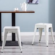 [特價]E-home 二入組 尤娜工業風可堆疊金屬吧檯椅-高45cm 三色可選白色