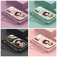 case Vivo Y17S V29 5G S17 Pro Y27 4G Y35+ Y78 5G Y36 4G Y36 5G V17 Pro Straight edge 90 degree electroplated mobile phone case cartoon girl camera protective soft shell