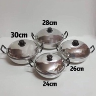 Kuali Periuk 2 Telinga Tutup 26cm/26cm/28cm/30cm