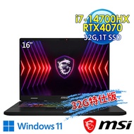 msi微星 Crosshair 16 HX D14VGKG-078TW 16吋 電競筆電(i7-14700HX/32G/1T SSD/RTX4070-8G/Win11-32G特仕版)