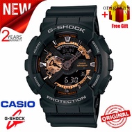 Original G-Shock GA110 Men Sport Watch Dual Time Display 200M Water Resistant Shockproof and Waterproof World Time LED Auto Light Sports Wrist Watches with 2 Years Warranty GA-110RG-1A Black Rose Gold (Ready Stock)